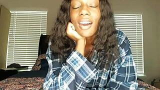 Missing my ebony girlfriend so much, jerking off to her big tits with her hot instructions