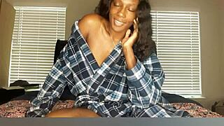 Missing my ebony girlfriend so much, jerking off to her big tits with her hot instructions