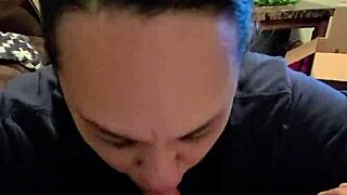 she gives a casual blowjob in the bedroom