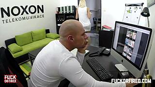 Wannabe secretary fucks boss to get hired on hidden cam