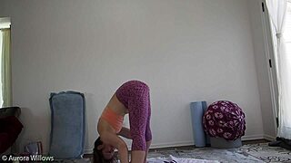 yoga lesson with mommy in shorts and panties