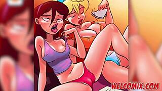 In a anime video of steamy sex session with big tits and monster cock