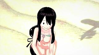 A heroine in a revealing bikini on the shore dreams of passionate sex – My Hero Academia animated erotica