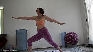 yoga lesson with mommy in shorts and panties
