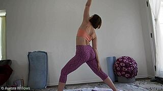 yoga lesson with mommy in shorts and panties