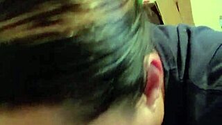 she gives a casual blowjob in the bedroom