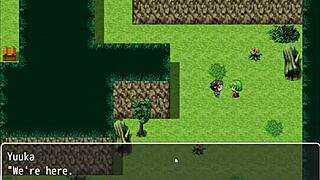 yuka feels intense relief as gods piss in the woods during the hentai game