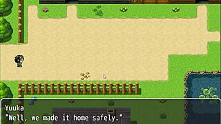 yuka feels intense relief as gods piss in the woods during the hentai game