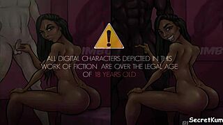 Cartoon husbands suddenly wake up to find their wives being intimate with well endowed black men