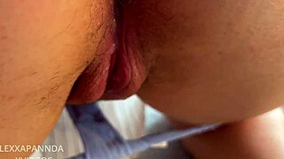 Pregnant Wife Bent Over for Hard Creampie While Husband Works