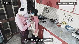 Owner And Maid Caught In CCTV Blowjob And Fucking In Kitchen