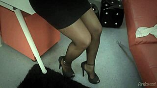 Rebecca pinar rips clothes for anal secretary striptease in stockings.