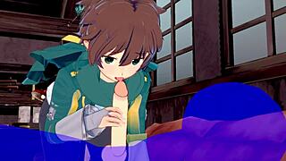 kazuma gets blowjob with cum in mouth