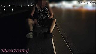 The fetishist Misscreamy publicly masturbating in a doggystyle position