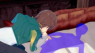 kazuma gets blowjob with cum in mouth