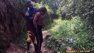 Hardcore style on the Ebony babe gets pounded in the country road