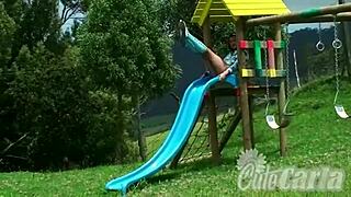 Hot Cute Carla Teases Naked In Playground Outdoor!