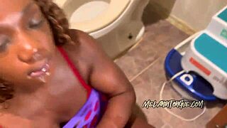 i'm sucking on this big black dick with my ebony tongue