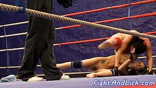 faketit european babes wrestle hard in catfight