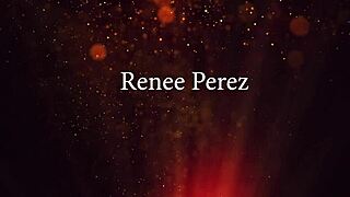 Young brunette Renee Perez fingers her hairy pussy while undressing in underwear.