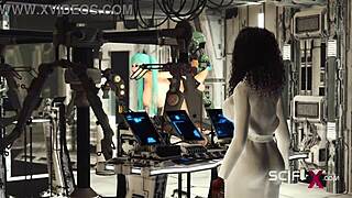 hey, check this sex android banging a busty hottie in restraints