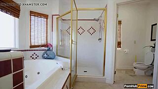 Fucking My Friend In Our Bathroom With A Monster Cock.