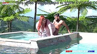 Lesbian sex scene of Asstyn Martyn and Magic Montana drawn in the swimming pool