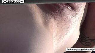 Young Czech Girls Tease Natural Tits And Shaved Pussy In Public Voyeur Video