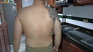 i see my stepsister in the kitchen and enjoy licking her.