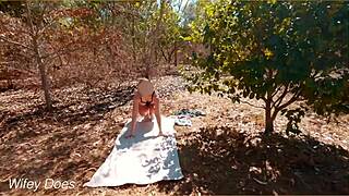 Sexy Milf Flashing Nude Yoga in Public!