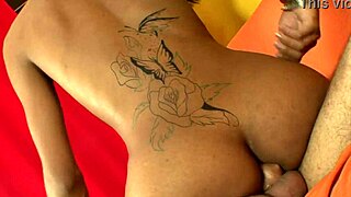 This teen Latina transsexual bent over for bareback action in her tight rear.