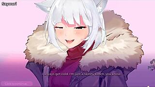 in catgirl waifu 2, the albino kitty gets uncensored in part 3