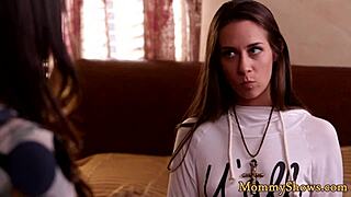 stepmom goes down on teen beauty with passionate oral skills