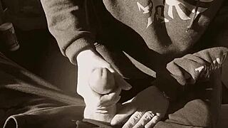 nerd wipes cum after sucking big cock