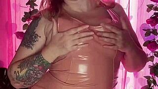 Latex Dress Teasing with Stunning Boobs on Display