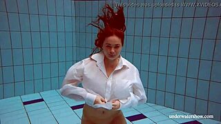 Big tits redhead lola underwater nude with friend