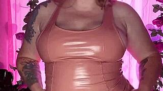 Latex Dress Teasing with Stunning Boobs on Display