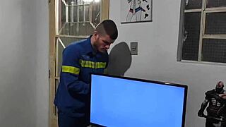 I Called Electrician for TV Help, Paid with Wet Pussy Blowjob and Fetish Sex