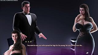 Stepmom sits in between teen and his sexual buddy for a threesome