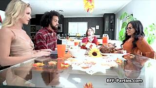 Thanksgiving Foursome Turns Wild With Rimming and Deep Cock Sucking. Party Heats Up Fast!