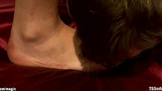 Bound shemale gives blowjob and assfucks slave to cum! She dominates in bdsm bondage.