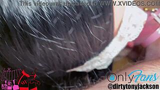 blowjob in chastity cage - femdom