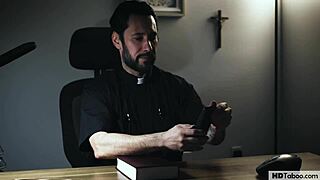 Ill-mannered girl Eliza Eves engages in fucking with priest Tommy Pistol.