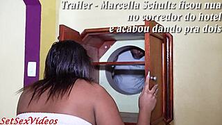 Marcella Schultz strips in hotel hallway