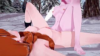 Anna warms elsa's pussy in lesbian frozen hentai orgasm 😍