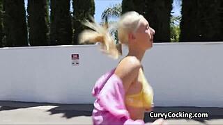 big tit jogger gets picked up and fucked by a lucky stranger