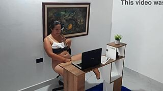 secretary says, 'i'm so horny, time to masturbate in the office'