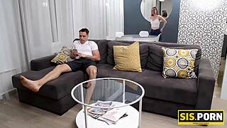 Sis porn guy convinces tired stepsister to fuck in exchange for doing household tasks