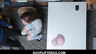 tiny brunette teen hayden hennessy caught shoplifting at local store. she’s in big trouble now with security.