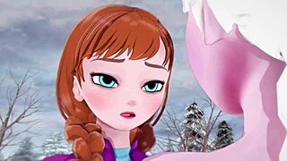 Anna warms elsa's pussy in lesbian frozen hentai orgasm 😍